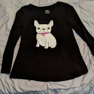 Long sleeve justice shirt with sparkly dog